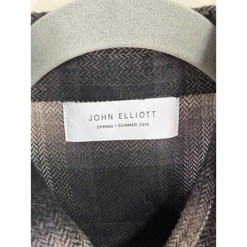 John Elliot Brushed Flannel Button Up Shirt White Black Plaid Medium - Picture 2 of 6
